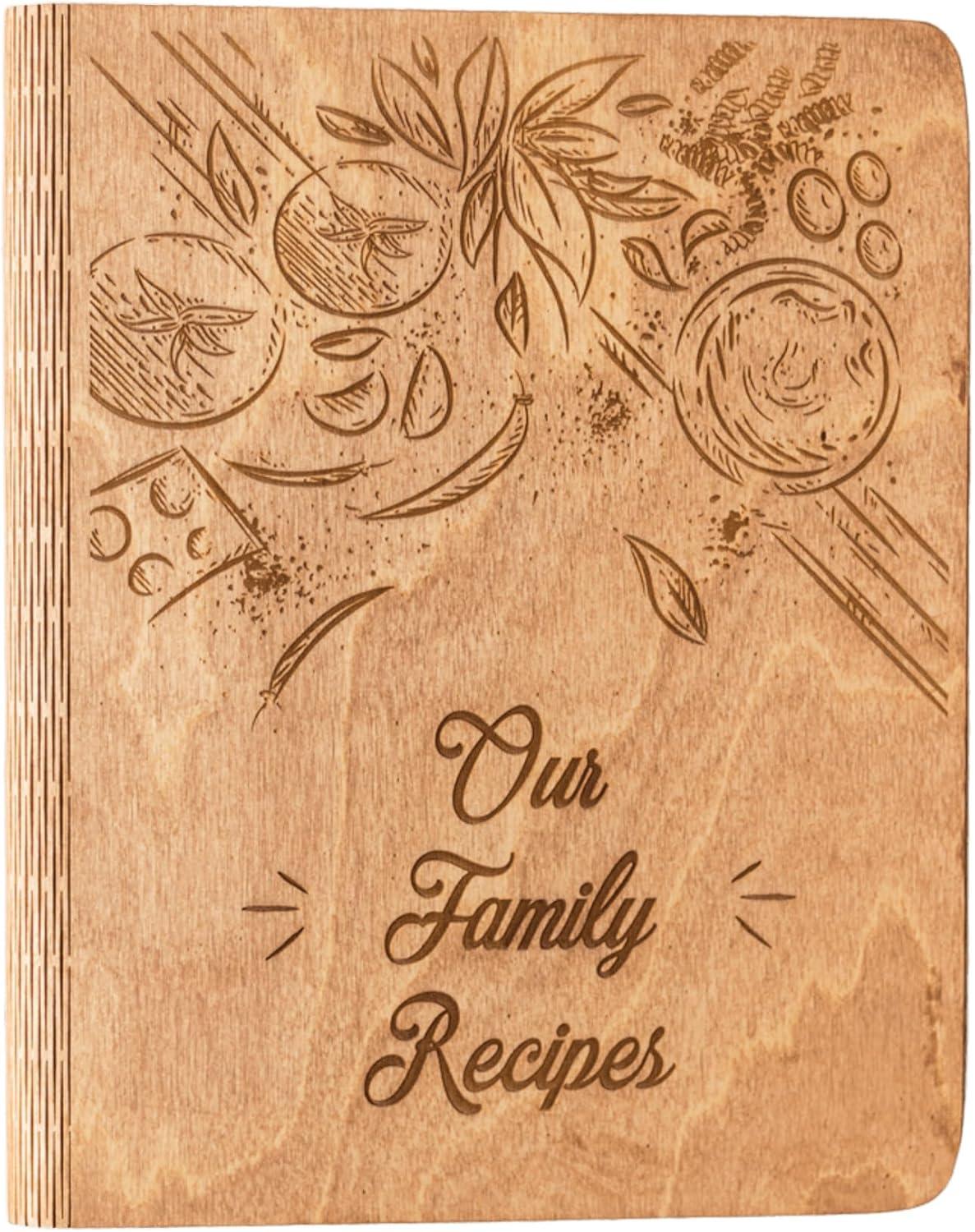 image:imageENJOY THE WOOD Personalized Recipe Book Binder Wooden Blank Family Cookbook Journal to Write in Your Own Recipes Customized Recipe Binder Recipe Books to Write in HardcoverMedium A5 TomatoesLarge A4