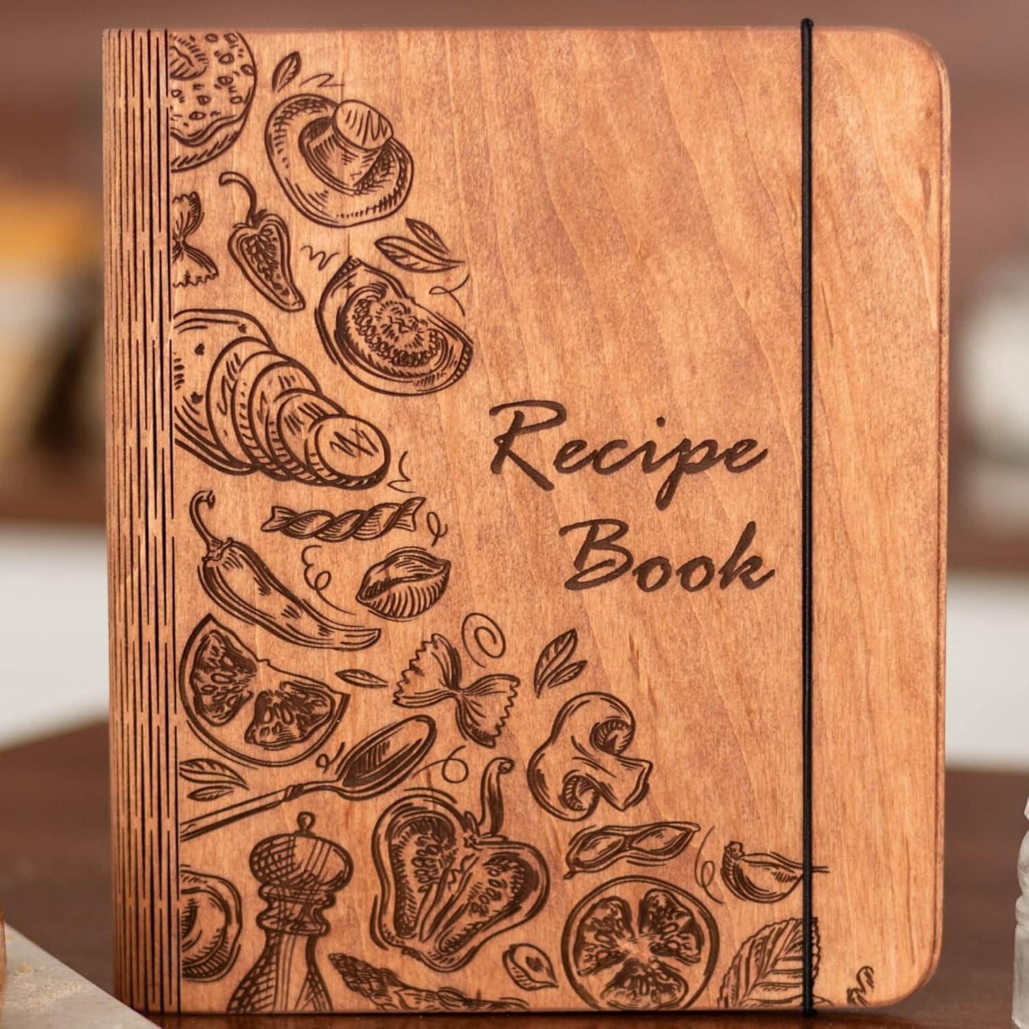 image:imageEnjoy The Wood Personalized Recipe Book Binder Wooden Blank Family Cookbook Journal to Write in Your Own Recipes Customized Recipe Binder Recipe Books to Write in Hardcover Medium A5 CakesMedium A5