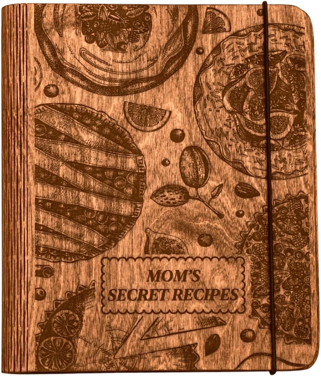 image:imageEnjoy The Wood Personalized Recipe Book Binder Wooden Blank Family Cookbook Journal to Write in Your Own Recipes Customized Recipe Binder Recipe Books to Write in Hardcover Medium A5 CakesLarge A4
