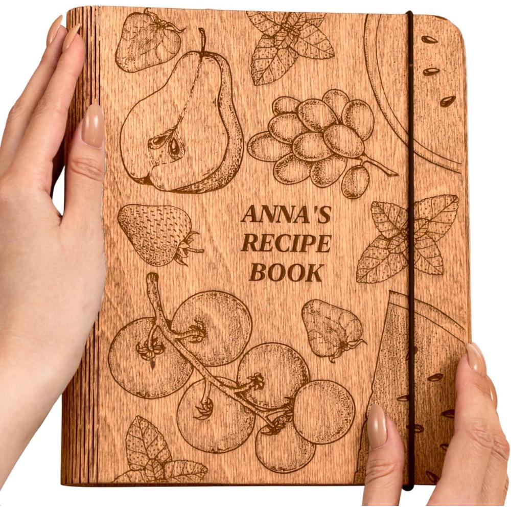 image:imageENJOY THE WOOD Personalized Recipe Book Binder Wooden Blank Family Cookbook Journal to Write in Your Own Recipes Customized Recipe Binder Recipe Books to Write in HardcoverMedium A5 TomatoesSmall A6