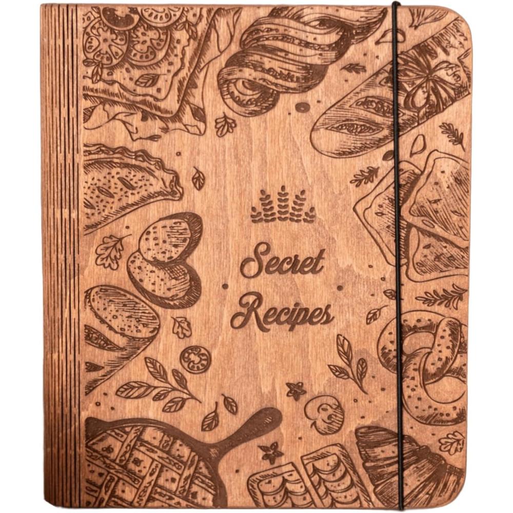 image:imageEnjoy The Wood Personalized Recipe Book Binder Wooden Blank Family Cookbook Journal to Write in Your Own Recipes Customized Recipe Binder Recipe Books to Write in Hardcover Medium A5 CakesLarge A4