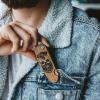 Beard Comb Gifts for Him Wooden Comb for Men Folding Pocket for Moustache Hair Walnut Combs Husband with the Engraving (Skull)