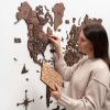 Enjoy The Wood 3D Wood World Map Wall Art Large Wood Wall Décor Housewarming Gift Idea Art World Travel Map For Home & Kitchen or Office (Oak, L, Unframed)(Dark Walnut)