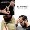 Enjoy The Wood Beard Comb for Men, Folding Pocket Beard Accessories for Men, Engraved Walnut Wooden Comb for Moustache, Beard & Hair For Him (Half Skull)