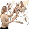 Enjoy The Wood 3D Wood World Map Wall Art Large Wood Wall Décor Housewarming Gift Idea Art World Travel Map For Home & Kitchen or Office (Oak, L, Unframed)(Smokey)