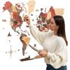 Enjoy The Wood 3D Wood World Map Wall Art Large Wood Wall Décor Housewarming Gift Idea Art World Travel Map For Home & Kitchen or Office (Oak, L, Unframed)(Fusion)