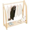 Montessori Clothing Rack for Toddler Furniture Wooden Wardrobe Shelf Clothes Kids Birthday Gift Dress up Wood Display Baby Storage Child Size Children Girl Boy Room Decor (Natural)(Grey)