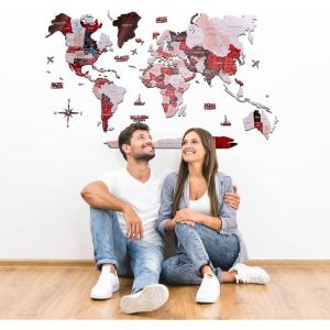 ENJOY THE WOOD 2D World Map Wall Art Living Room Decor Housewarming Gift for Home Wooden Wall Map Birthday Gift 5th Gift Travel Decor (Cappuccino, Medium)(Urban)