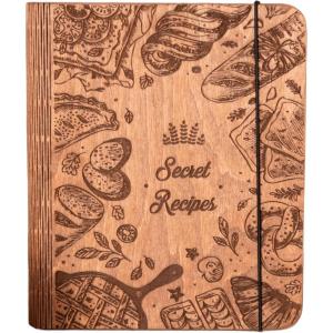 Enjoy The Wood Personalized Recipe Book Binder – Wooden Blank Family Cookbook Journal to Write in Your Own Recipes – Customized Recipe Binder, Recipe Books to Write in, Hardcover (Medium (A5), Cakes)(Medium (A5))