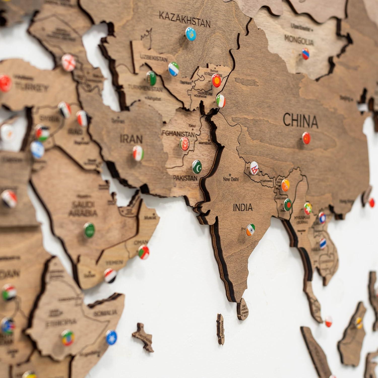image:imageENJOY THE WOOD 3D Wood World Map Wall Art Large Wood Wall Dcor Housewarming Gift Idea Wood Wall Art World Travel Map For Home amp Kitchen or Office Medium OakTerra