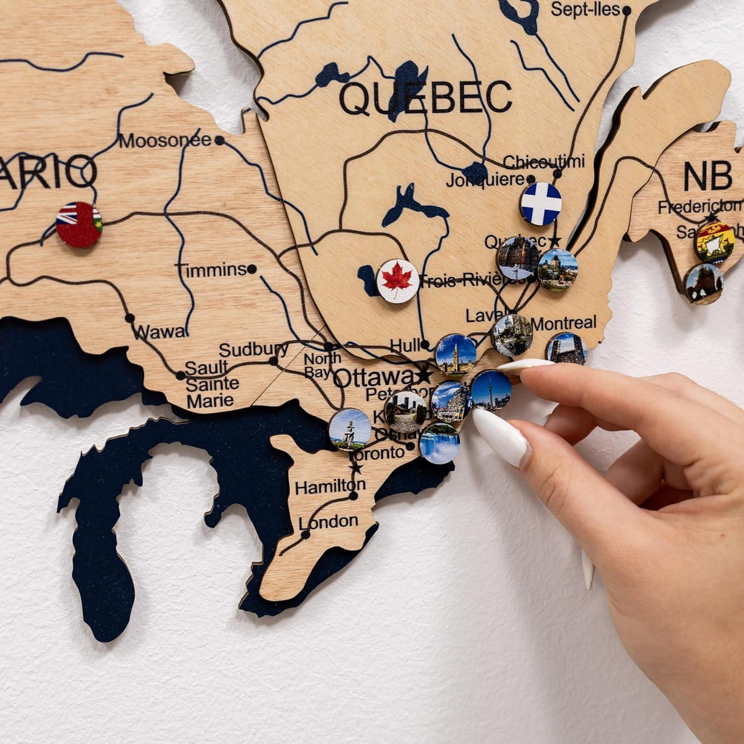 image:imageEnjoy The Wood 3D Wood Canada Map Wall Art Large Wall Dcor Canada Travel Map Any Occasion Gift Idea Wall Art for Home amp Kitchen or Office Large MulticolorLight