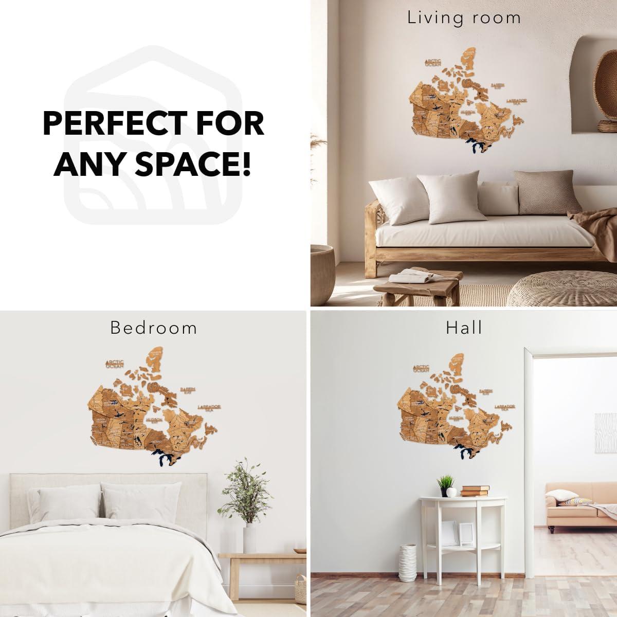 image:imageEnjoy The Wood 3D Wood Canada Map Wall Art Large Wall Dcor Canada Travel Map Any Occasion Gift Idea Wall Art for Home amp Kitchen or Office Large MulticolorOak