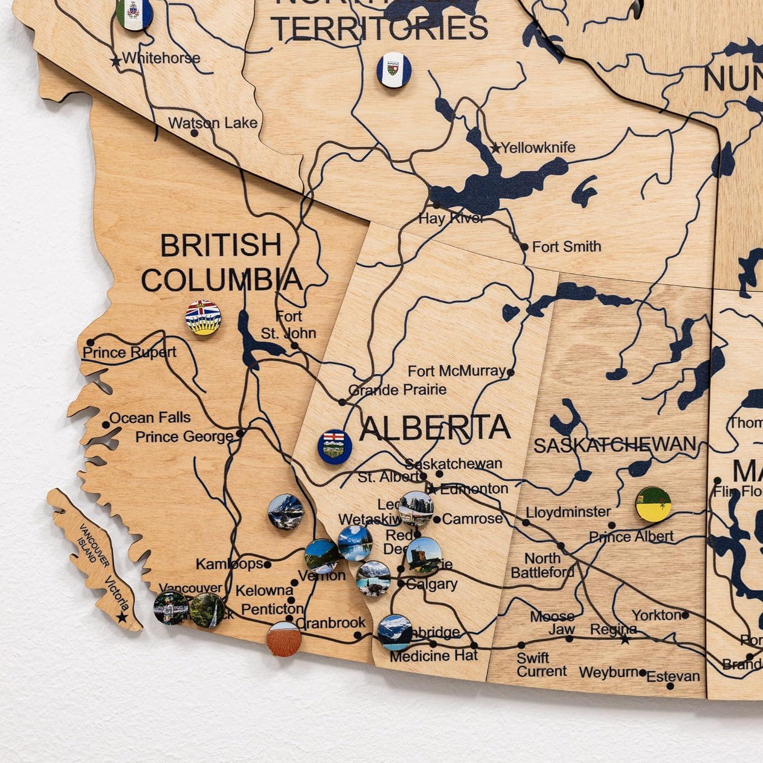 image:imageEnjoy The Wood 3D Wood Canada Map Wall Art Large Wall Dcor Canada Travel Map Any Occasion Gift Idea Wall Art for Home amp Kitchen or Office Large MulticolorLight