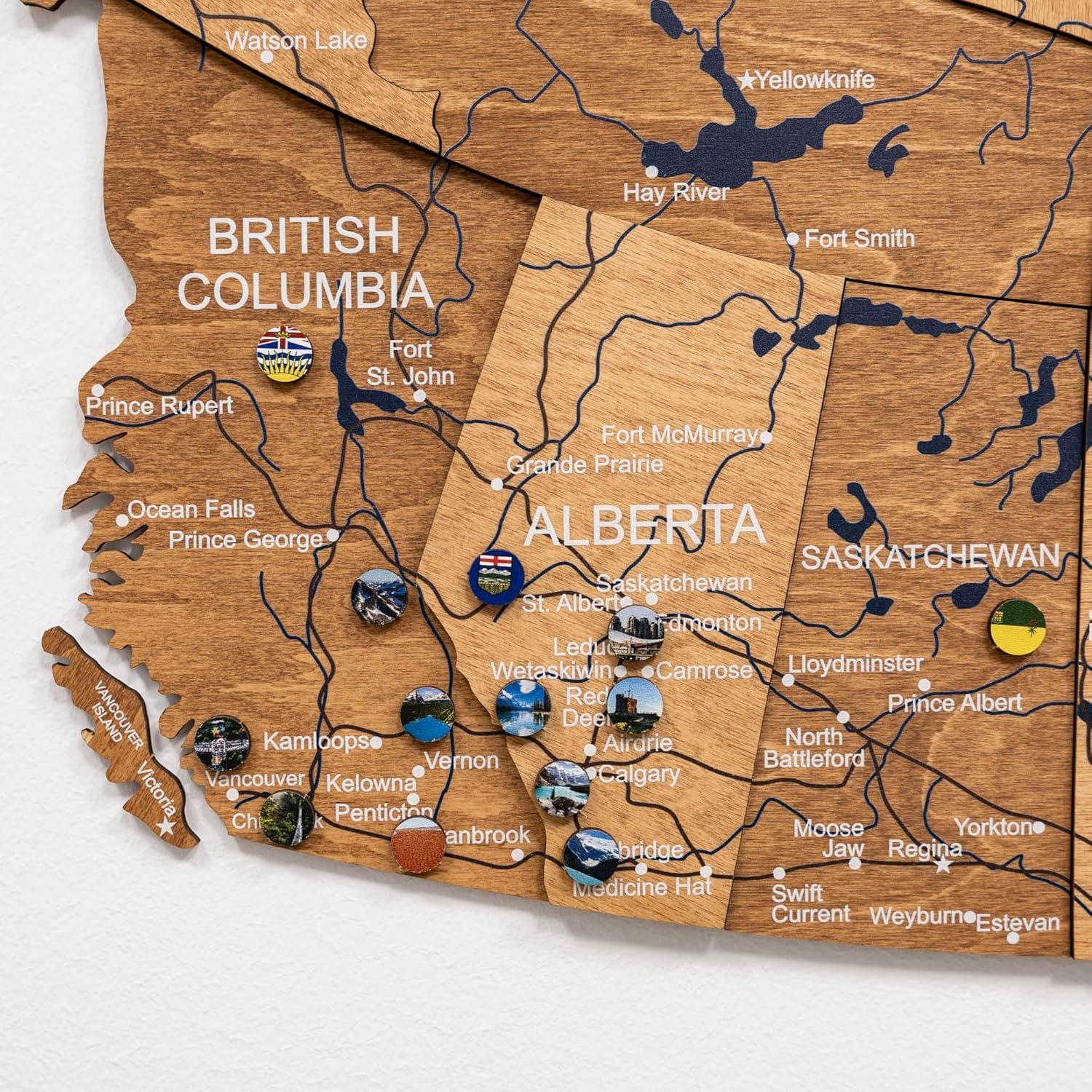 image:imageEnjoy The Wood 3D Wood Canada Map Wall Art Large Wall Dcor Canada Travel Map Any Occasion Gift Idea Wall Art for Home amp Kitchen or Office Large MulticolorOak