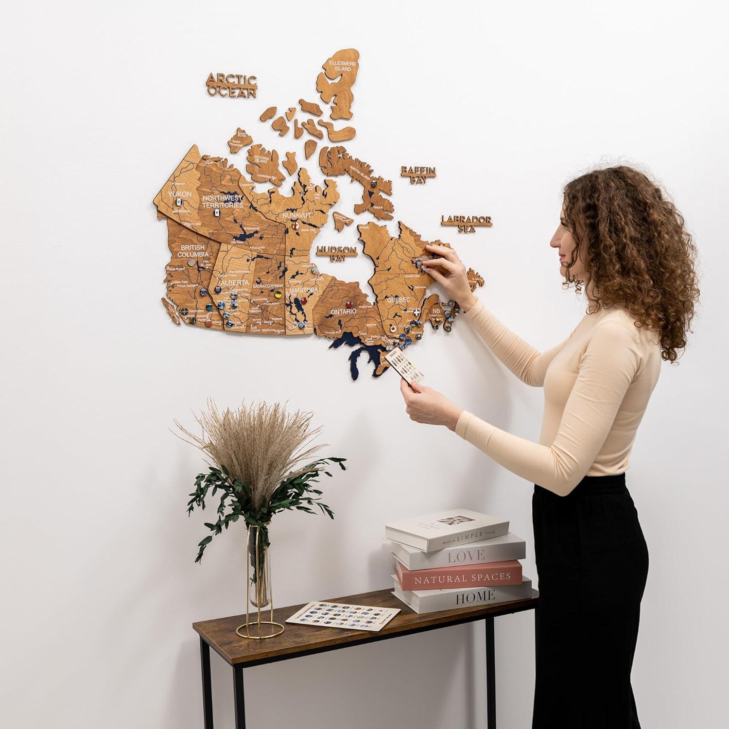image:imageEnjoy The Wood 3D Wood Canada Map Wall Art Large Wall Dcor Canada Travel Map Any Occasion Gift Idea Wall Art for Home amp Kitchen or Office Large MulticolorOak