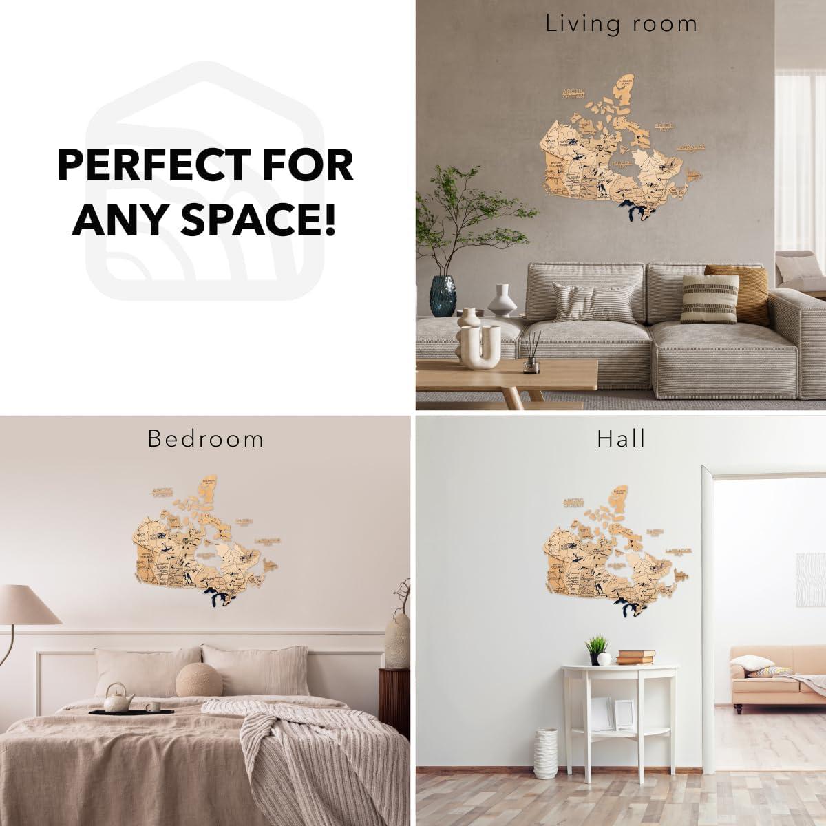 image:imageEnjoy The Wood 3D Wood Canada Map Wall Art Large Wall Dcor Canada Travel Map Any Occasion Gift Idea Wall Art for Home amp Kitchen or Office Large MulticolorLight