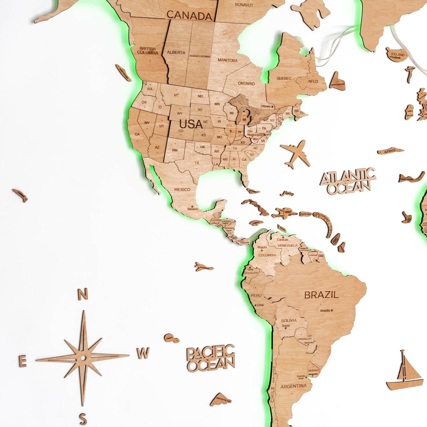 image:imageEnjoy The Wood 3D Wood World Map LED 30 Wall Art Modern Home Decor Gifts LED Lighting Wall Decor Housewarming Gift LightLight