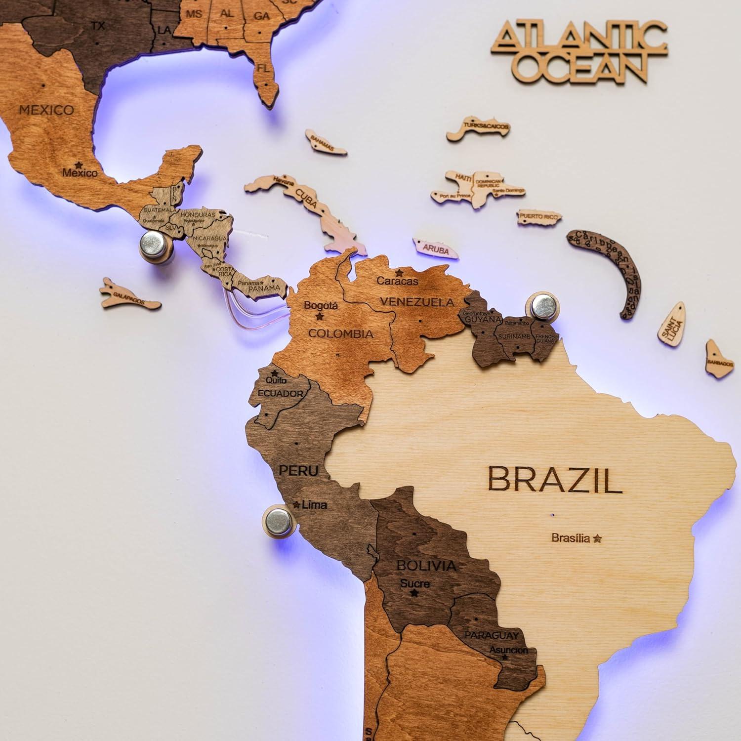 image:imageEnjoy The Wood 3D Wood World Map LED 30 Wall Art Modern Home Decor Gifts LED Lighting Wall Decor Housewarming Gift LightMulticolor