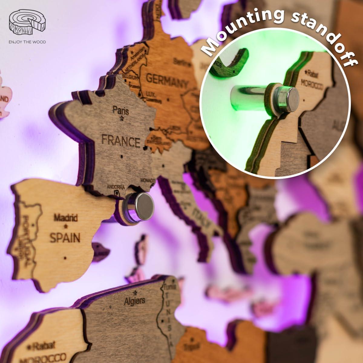 image:imageEnjoy The Wood 3D Wood World Map LED 30 Wall Art Modern Home Decor Gifts LED Lighting Wall Decor Housewarming Gift LightMulticolor