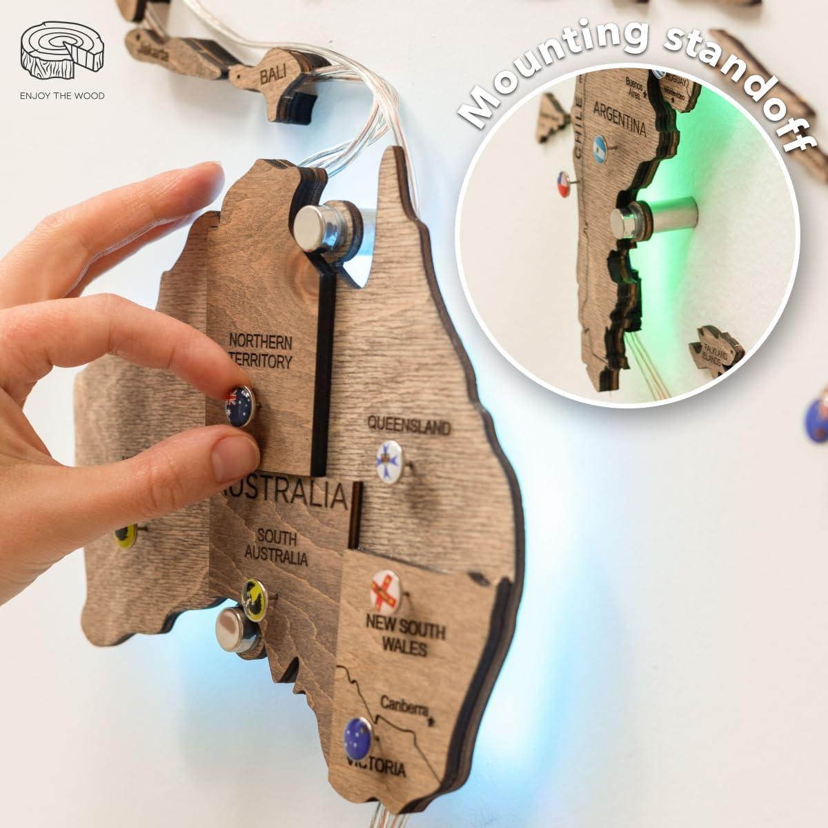 image:imageEnjoy The Wood 3D Wood World Map LED 30 Wall Art Modern Home Decor Gifts LED Lighting Wall Decor Housewarming Gift LightTerra