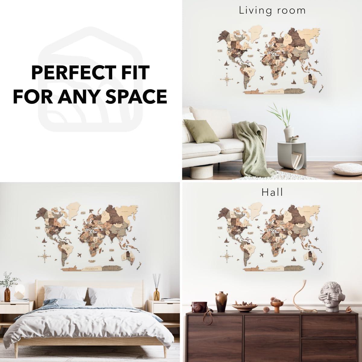 image:imageEnjoy The Wood 3D Wood World Map Wall Art Large Wall Dcor World Travel Map Any Occasion Gift Idea Wall Art for Home amp Kitchen or Office Large SmokeySmokey