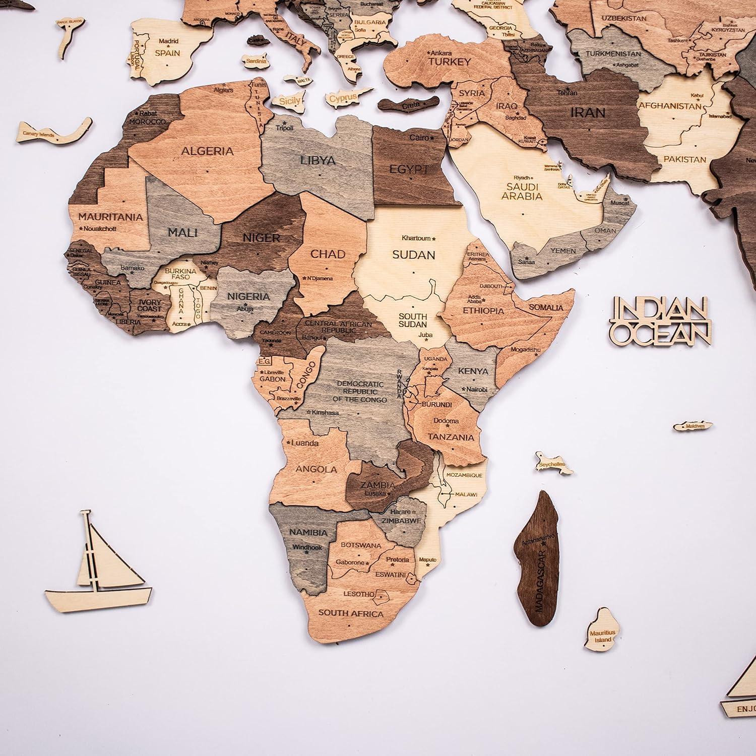 image:imageEnjoy The Wood 3D Wood World Map Wall Art Large Wall Dcor World Travel Map Any Occasion Gift Idea Wall Art for Home amp Kitchen or Office Large SmokeySmokey