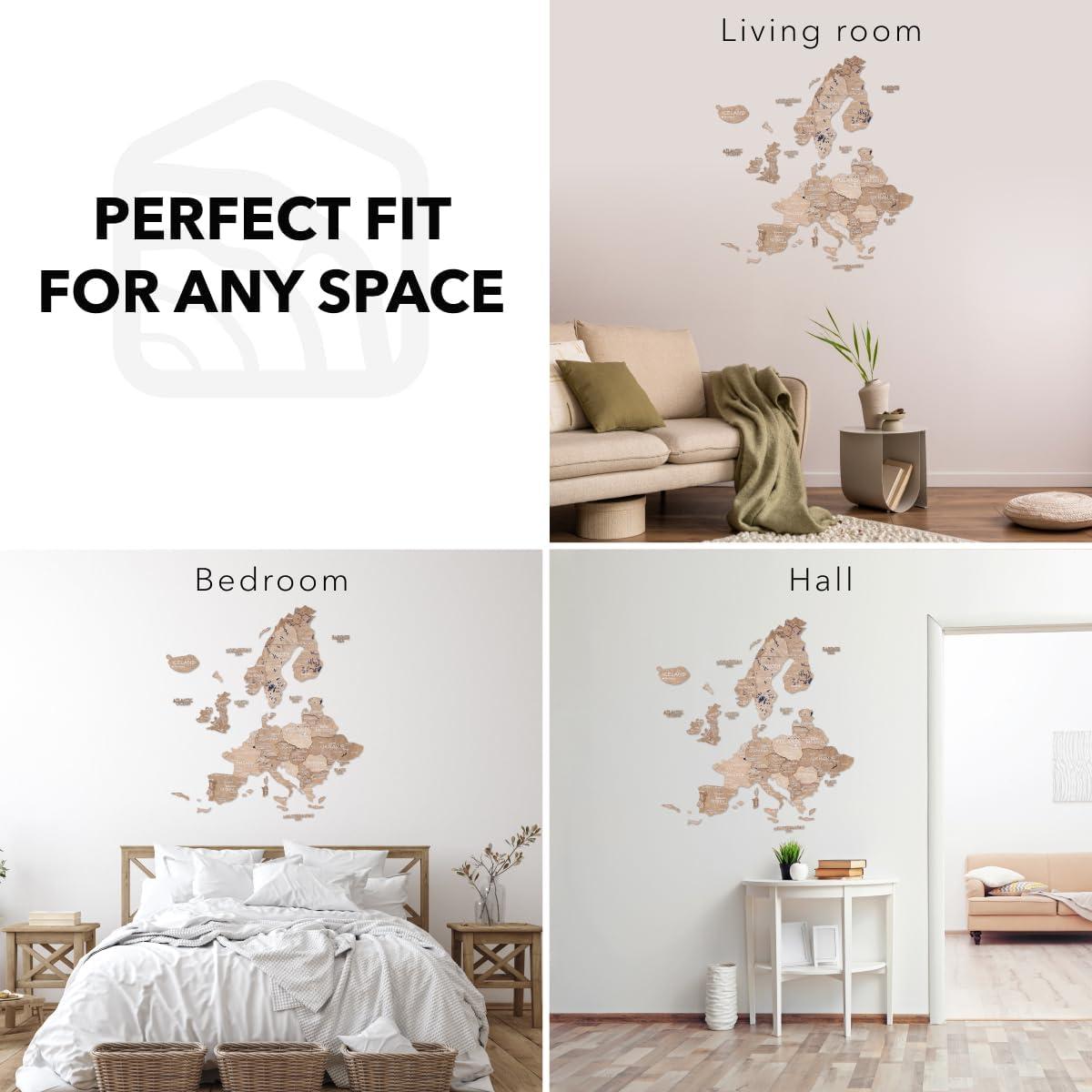 image:imageEnjoy The Wood 3D Wooden European Map Wall Art Handmade Wooden Map of Europe with Country Borders Modern Travel Poster with Pins Decor Gift for Couples amp Families Cappuccino LargeTerra