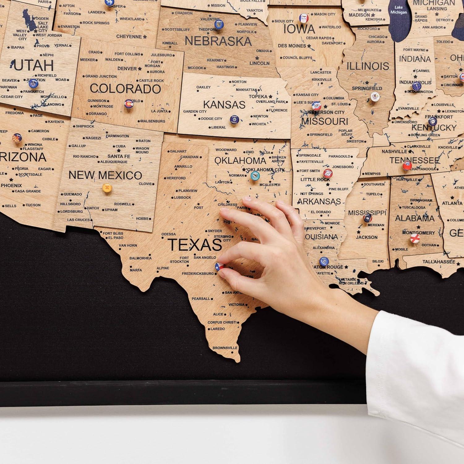 image:imageEnjoy The Wood Framed 3D Wood USA Map Wall Art Large Wall Dcor United States Travel US Map On Board Any Occasion Gift Idea Wall Art for Home amp Kitchen or Office CorkGold