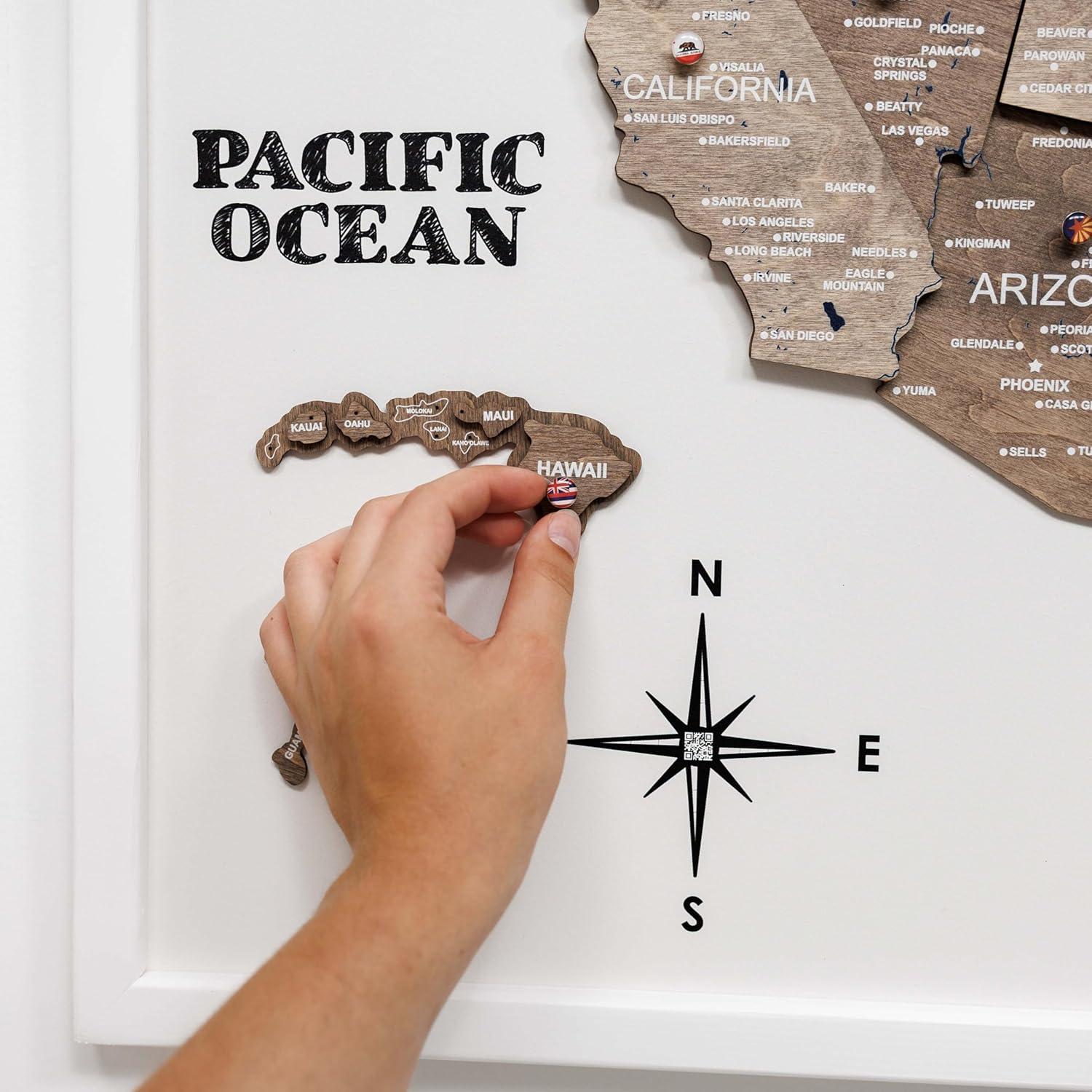 image:imageEnjoy The Wood Framed 3D Wood USA Map Wall Art Large Wall Dcor United States Travel US Map On Board Any Occasion Gift Idea Wall Art for Home amp Kitchen or Office CorkTerra