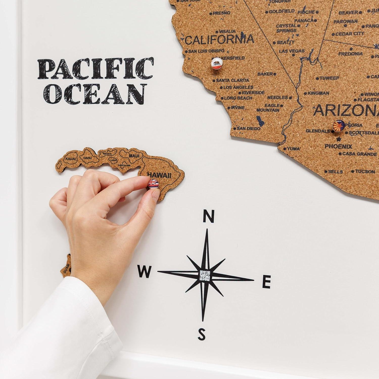 image:imageEnjoy The Wood Framed 3D Wood USA Map Wall Art Large Wall Dcor United States Travel US Map On Board Any Occasion Gift Idea Wall Art for Home amp Kitchen or Office CorkCork
