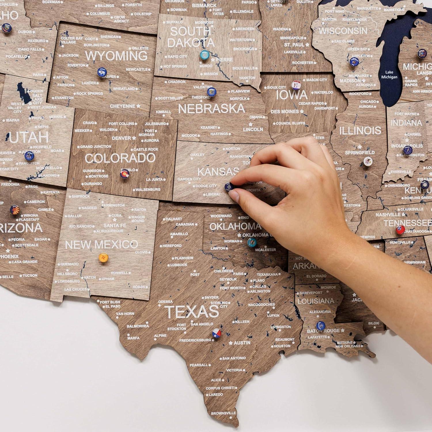 image:imageEnjoy The Wood Framed 3D Wood USA Map Wall Art Large Wall Dcor United States Travel US Map On Board Any Occasion Gift Idea Wall Art for Home amp Kitchen or Office CorkTerra