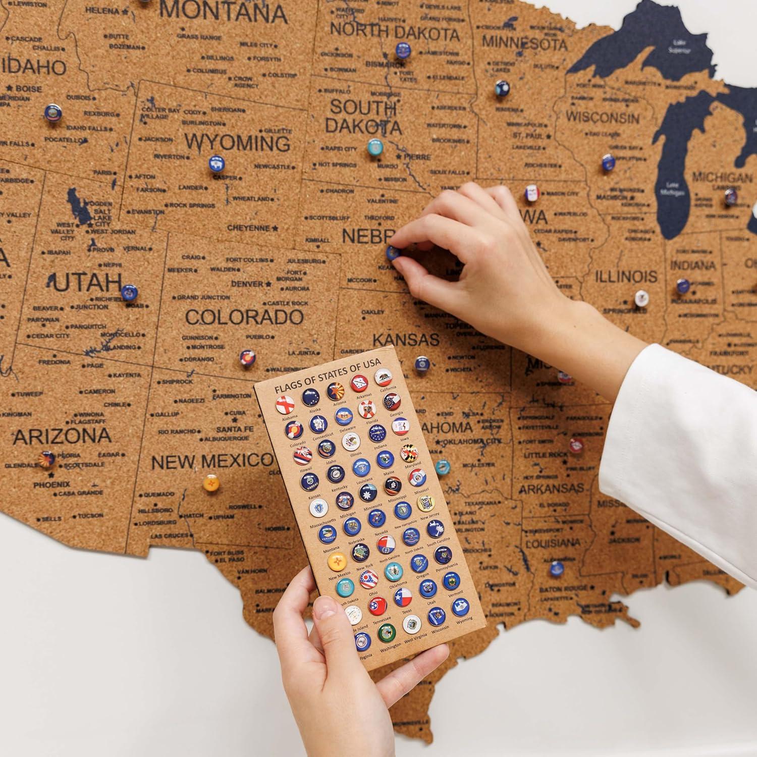 image:imageEnjoy The Wood Framed 3D Wood USA Map Wall Art Large Wall Dcor United States Travel US Map On Board Any Occasion Gift Idea Wall Art for Home amp Kitchen or Office CorkCork