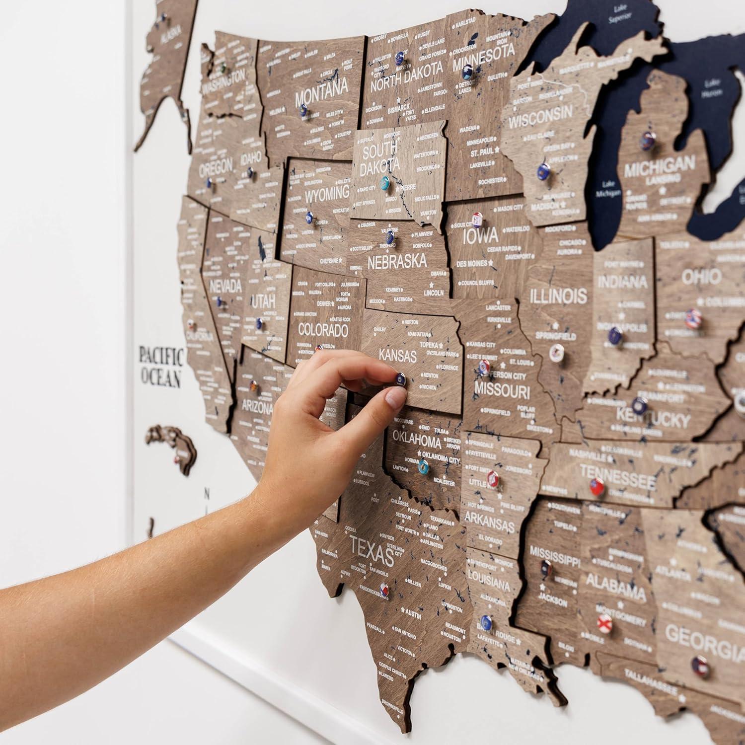 image:imageEnjoy The Wood Framed 3D Wood USA Map Wall Art Large Wall Dcor United States Travel US Map On Board Any Occasion Gift Idea Wall Art for Home amp Kitchen or Office CorkTerra