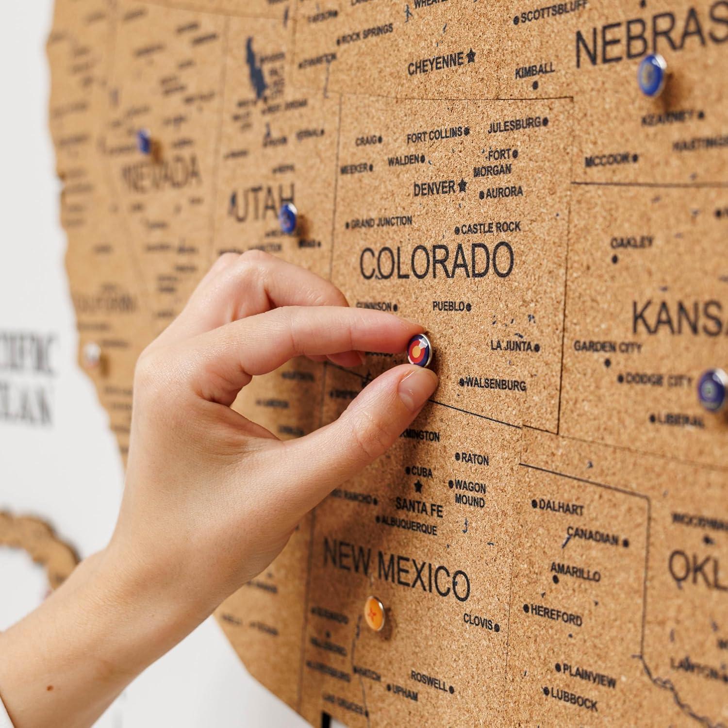 image:imageEnjoy The Wood Framed 3D Wood USA Map Wall Art Large Wall Dcor United States Travel US Map On Board Any Occasion Gift Idea Wall Art for Home amp Kitchen or Office CorkCork
