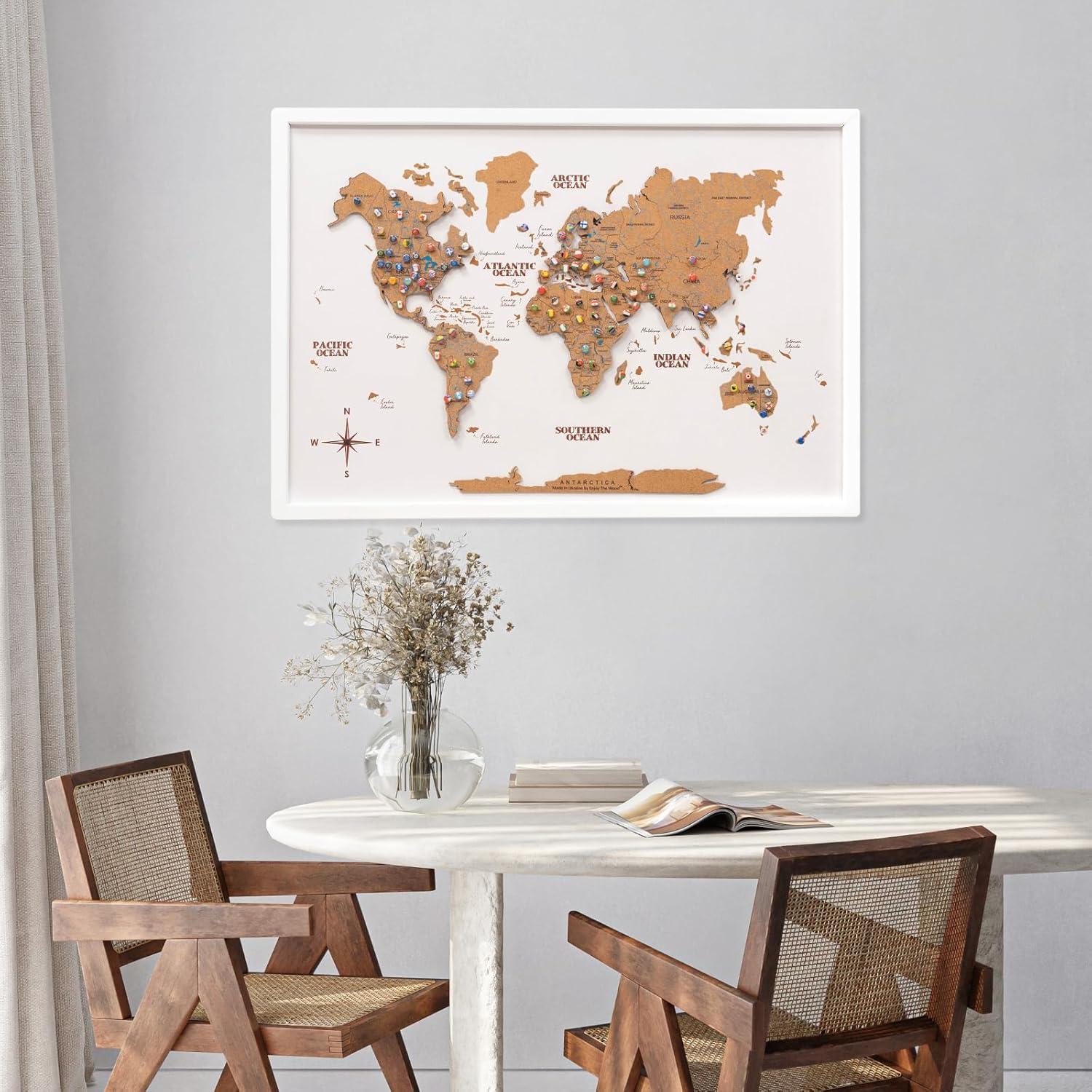 image:imageEnjoy The Wood Framed World Map Wall Art Wood Travel Decor 3D World Map On Board Wall Rustic Decoration Housewarming Gift Medium Board MysteryCork
