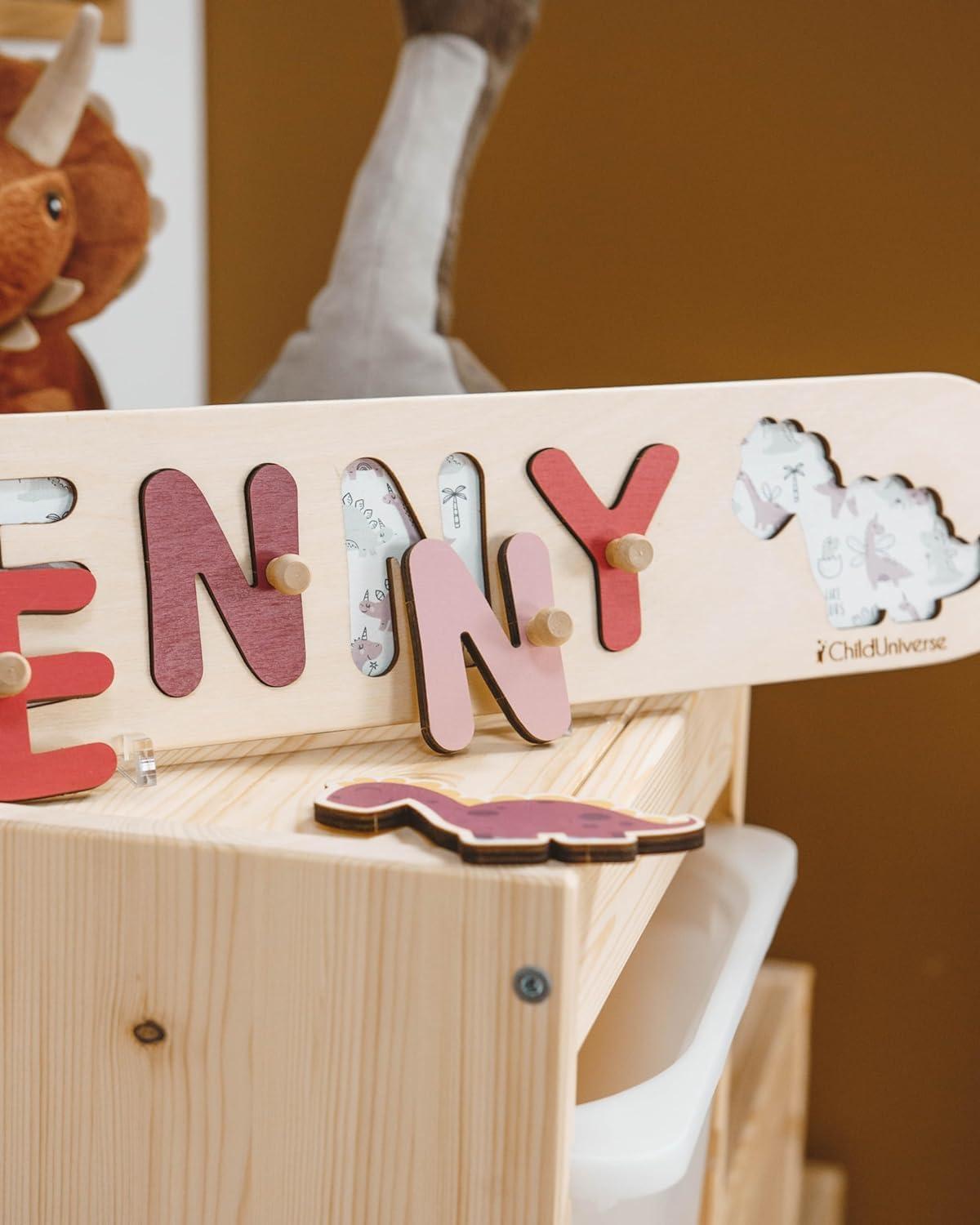 image:imageEnjoy The Wood Wooden Name Puzzle for Kids Personalized Gifts Custom Name Puzzle Baby for Toddlers 13 Years Old Baby Name Puzzle Room Decor Montessori Name Puzzle Gift Boys and GirlsDesign