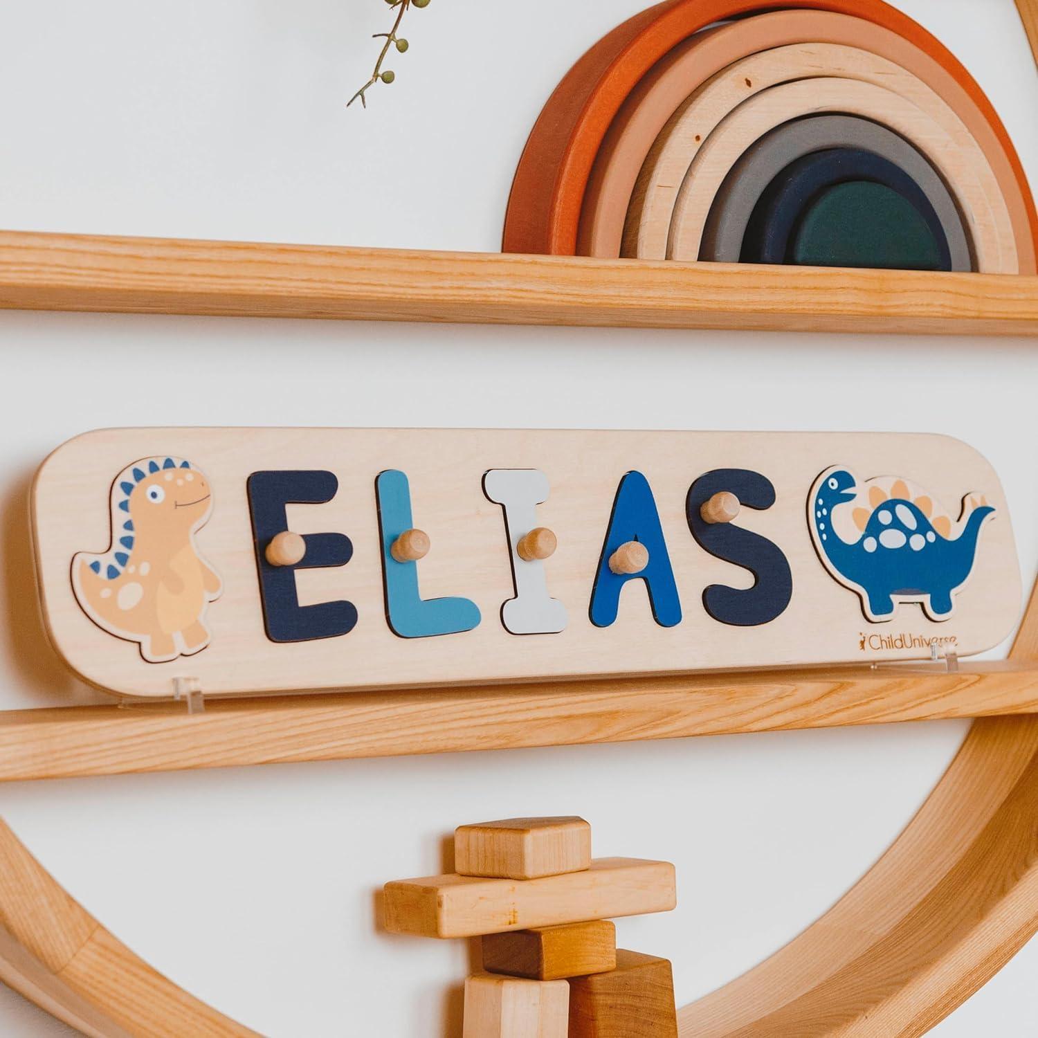 image:imageEnjoy The Wood Wooden Name Puzzle for Kids Personalized Gifts Custom Name Puzzle Baby for Toddlers 13 Years Old Baby Name Puzzle Room Decor Montessori Name Puzzle Gift Boys and GirlsDesign