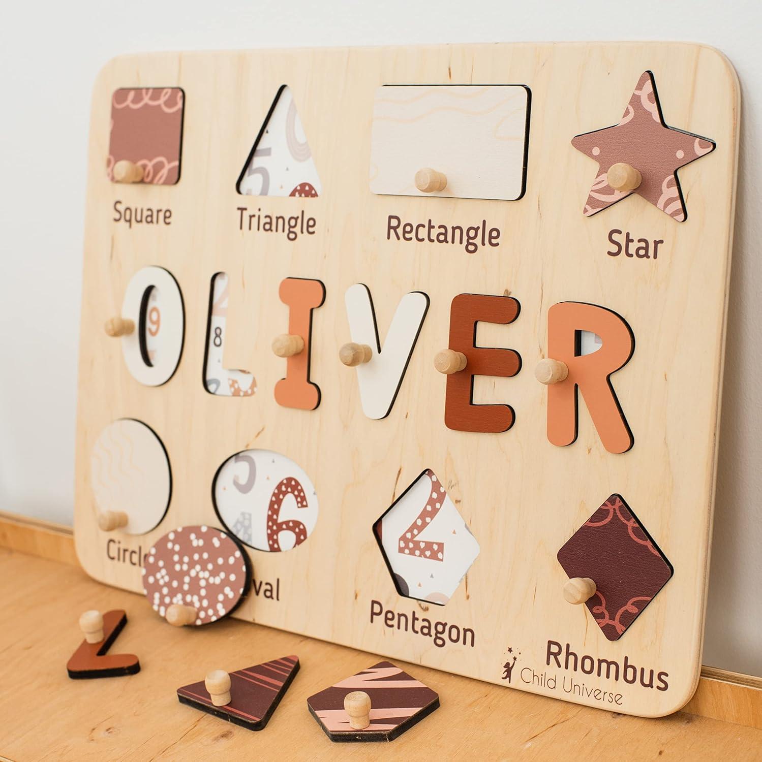 image:imageName Puzzle For Kids Personalized Wooden Name Puzzle Board With Custom Design Gifts For Toddlers 13 Years Old Custom Name Puzzle Baby Room Decor Montessori Gift Boys And Girls hoose Designhoose Design