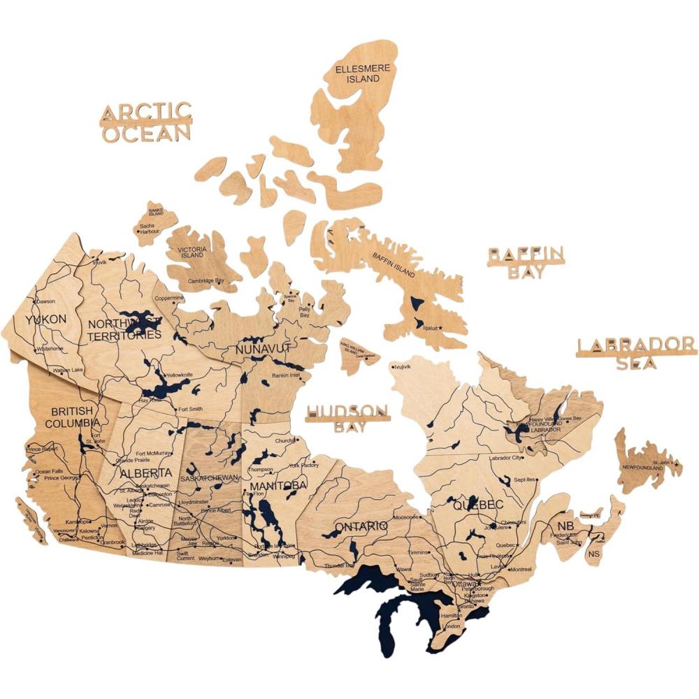 image:imageEnjoy The Wood 3D Wood Canada Map Wall Art Large Wall Dcor Canada Travel Map Any Occasion Gift Idea Wall Art for Home amp Kitchen or Office Large MulticolorLight