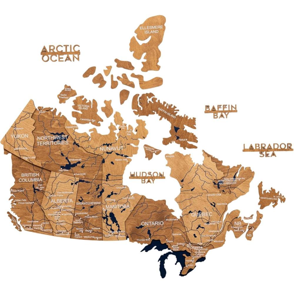 image:imageEnjoy The Wood 3D Wood Canada Map Wall Art Large Wall Dcor Canada Travel Map Any Occasion Gift Idea Wall Art for Home amp Kitchen or Office Large MulticolorOak
