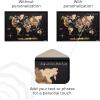 ENJOY THE WOOD Wooden World Map on Board with LED Backlight 2.0 – Handmade World Maps for Wall with Frame – Personalizable Travel Map with Pins for Living Room, Office or Bedroom (Multicolor, Medium)(Smokey)