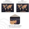 ENJOY THE WOOD Wooden World Map on Board with LED Backlight 2.0 – Handmade World Maps for Wall with Frame – Personalizable Travel Map with Pins for Living Room, Office or Bedroom (Multicolor, Medium)(Cork)