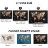 ENJOY THE WOOD Wooden World Map on Board with LED Backlight 2.0 – Handmade World Maps for Wall with Frame – Personalizable Travel Map with Pins for Living Room, Office or Bedroom (Multicolor, Medium)(Smokey)