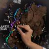 ENJOY THE WOOD Wooden World Map on Board with LED Backlight 2.0 – Handmade World Maps for Wall with Frame – Personalizable Travel Map with Pins for Living Room, Office or Bedroom (Multicolor, Medium)(Dark Walnut)