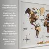 ENJOY THE WOOD Wooden World Map on Board with LED Backlight 2.0 – Handmade World Maps for Wall with Frame – Personalizable Travel Map with Pins for Living Room, Office or Bedroom (Multicolor, Medium)(Smokey)