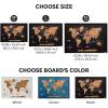 ENJOY THE WOOD Wooden World Map on Board with LED Backlight 2.0 – Handmade World Maps for Wall with Frame – Personalizable Travel Map with Pins for Living Room, Office or Bedroom (Multicolor, Medium)(Oak)