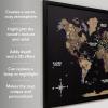 ENJOY THE WOOD Wooden World Map on Board with LED Backlight 2.0 – Handmade World Maps for Wall with Frame – Personalizable Travel Map with Pins for Living Room, Office or Bedroom (Multicolor, Medium)(Terra)