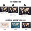 ENJOY THE WOOD Wooden World Map on Board with LED Backlight 2.0 – Handmade World Maps for Wall with Frame – Personalizable Travel Map with Pins for Living Room, Office or Bedroom (Multicolor, Medium)(Light)