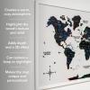 ENJOY THE WOOD Wooden World Map on Board with LED Backlight 2.0 – Handmade World Maps for Wall with Frame – Personalizable Travel Map with Pins for Living Room, Office or Bedroom (Multicolor, Medium)(Midnight)
