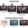 ENJOY THE WOOD Wooden World Map on Board with LED Backlight 2.0 – Handmade World Maps for Wall with Frame – Personalizable Travel Map with Pins for Living Room, Office or Bedroom (Multicolor, Medium)(Cork)